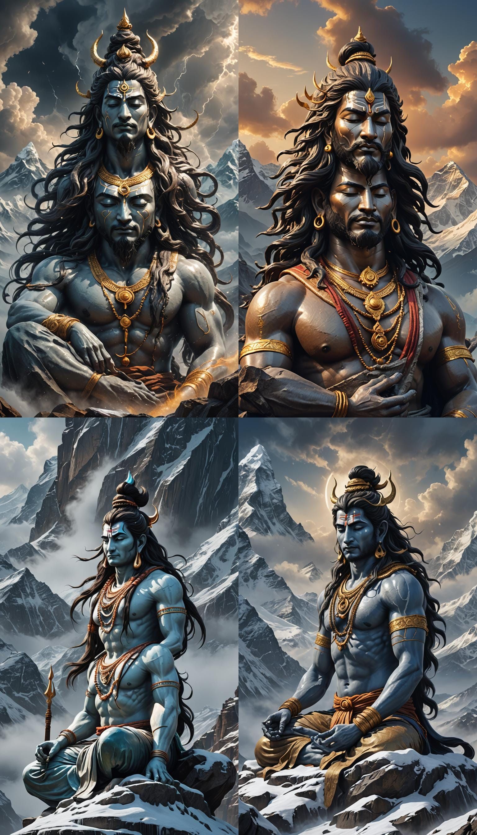Mahadev Meditates on Kailash: Hyperrealistic Concept Art