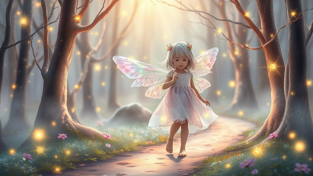 Enchanted Forest: Girl with Glowing Wings