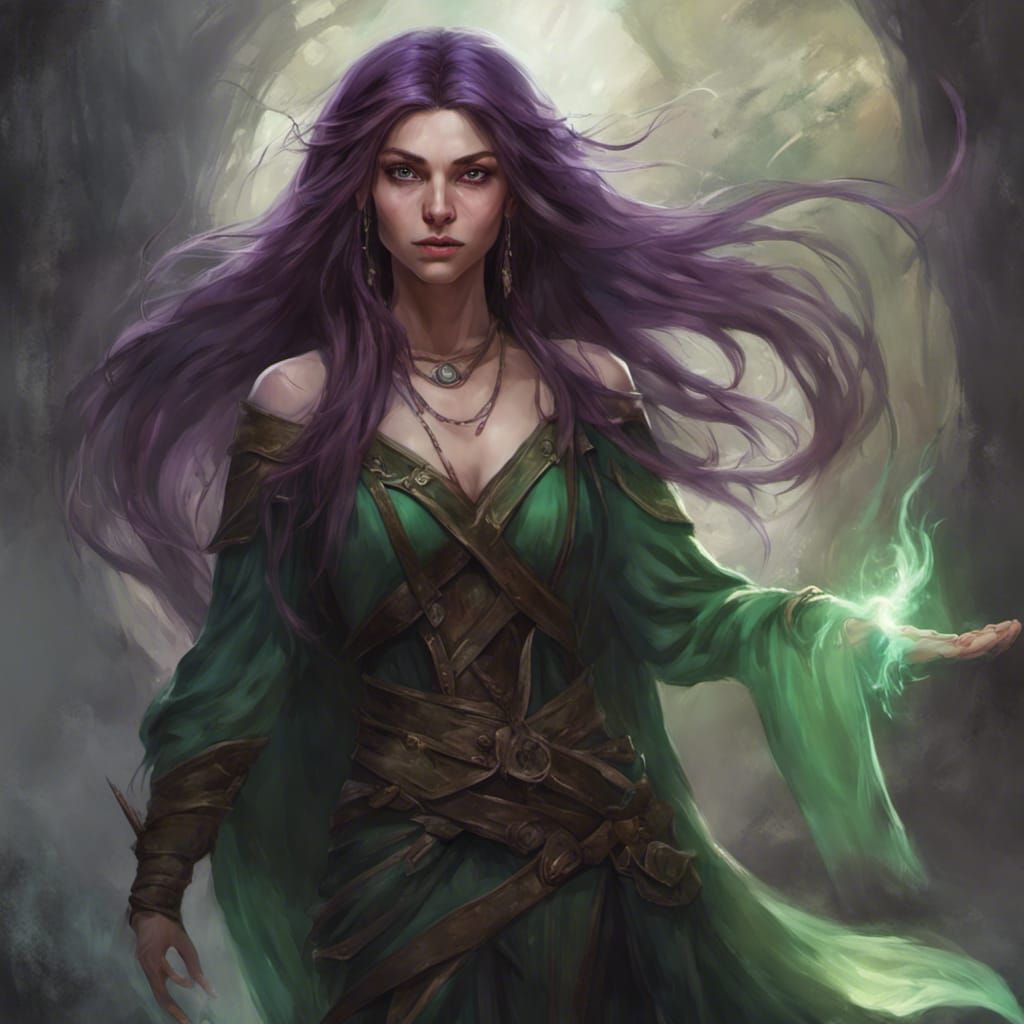 Ethereal Half-Elf Sorceress in Dark Fantasy Style