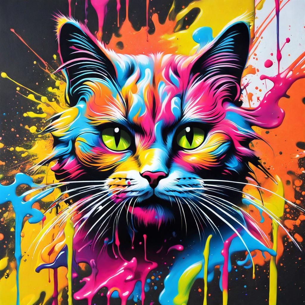 Cat spirit in graffiti art