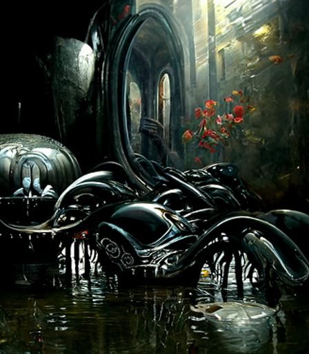 Sinister Black Lotus: Hyperrealistic Surrealist Painting