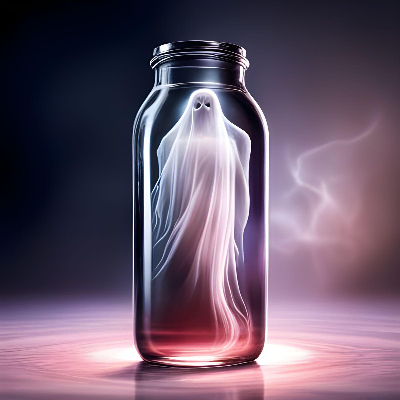 Glowing Ghost Spirit in a Bottle: Hyperrealistic Art