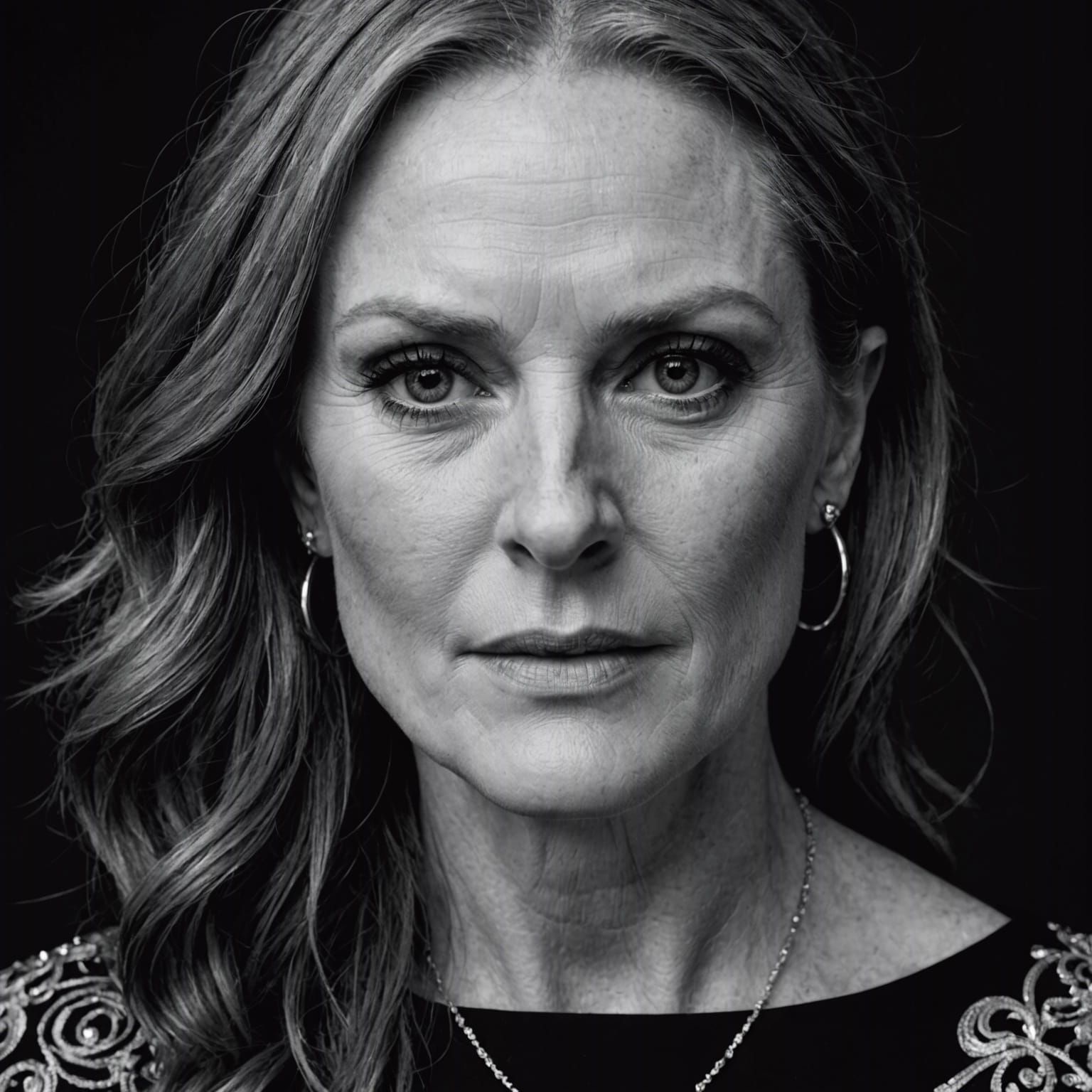 Monochrome Portrait of Julianne Moore in HDR