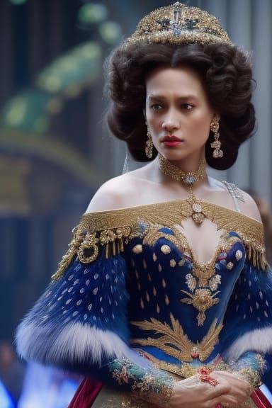 The Queen Poses For Her Royal Portrait in Indigo