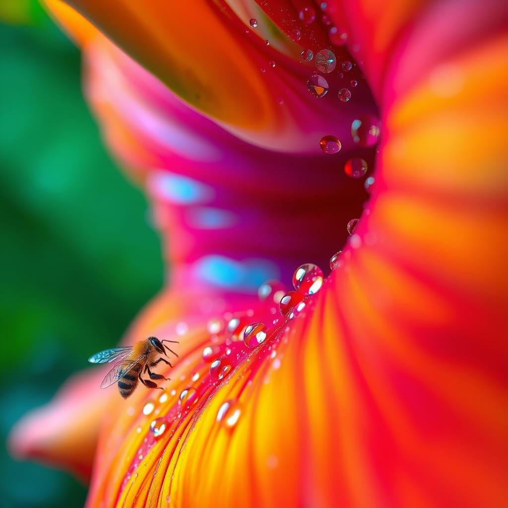 Vibrant Hyperrealistic Jungle Flower in Close-Up
