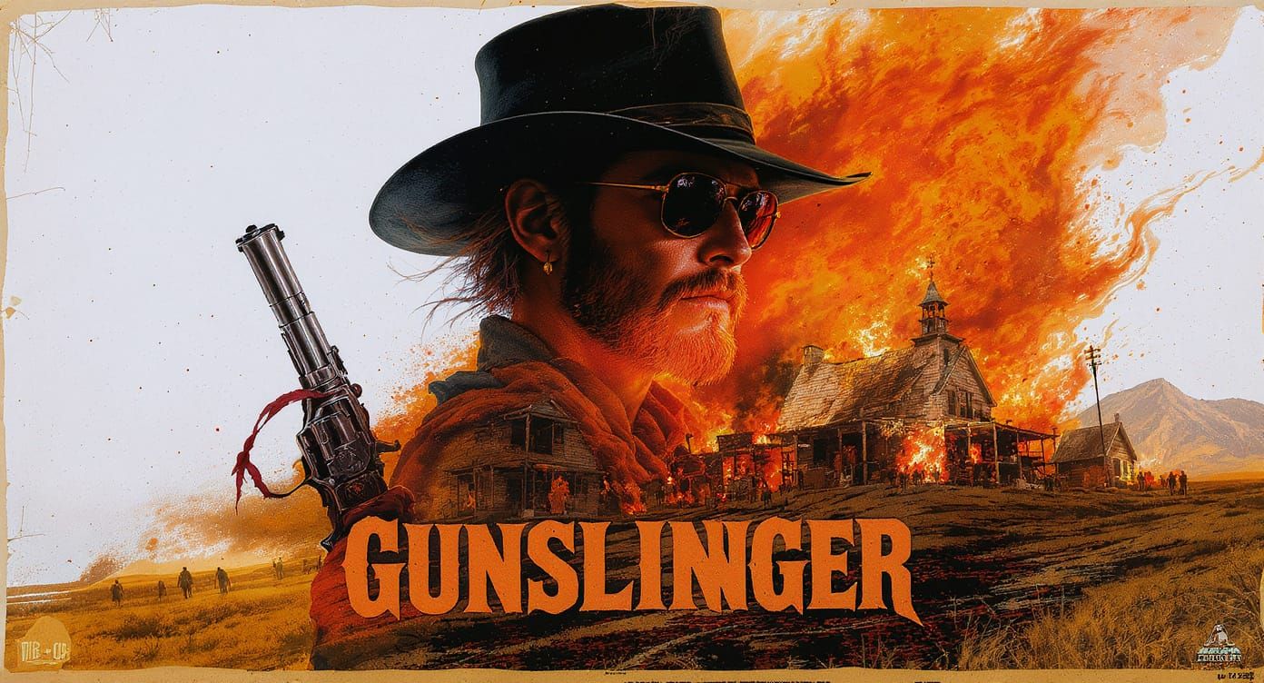 Western Apocalypse: Gunslingers in Retro Movie Poster Style