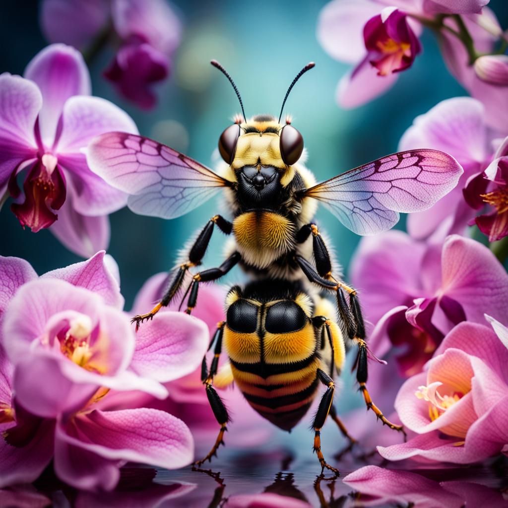 Bee Fashion Model in Surreal Macro Photography