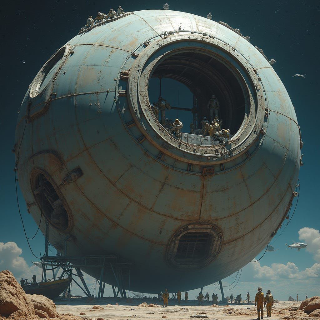 Giant Metal Sphere Construction in Deep Space