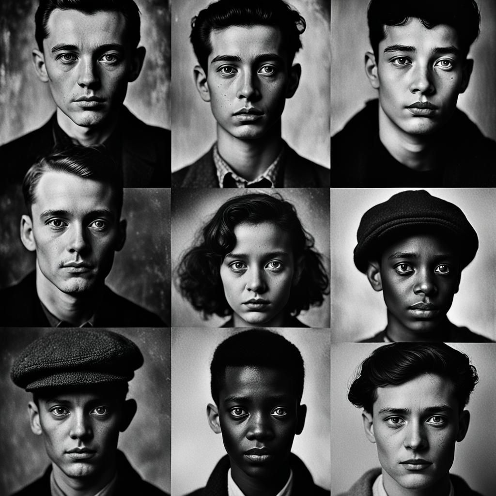 Vintage Yearbook Portraits in Classic Photographic Style