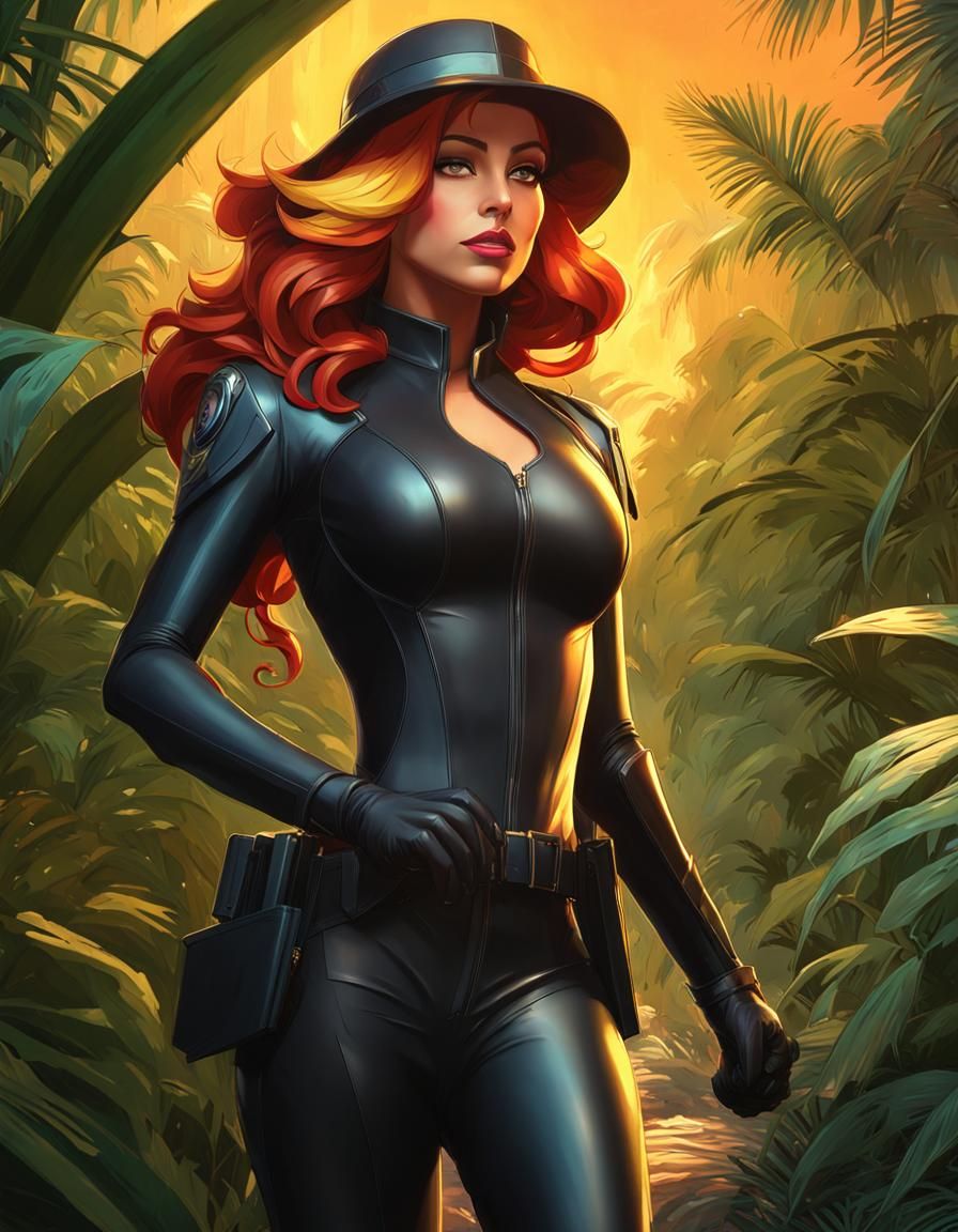 Sunset Shimmer as Jungle Spy in Hyperdetailed Digital Art
