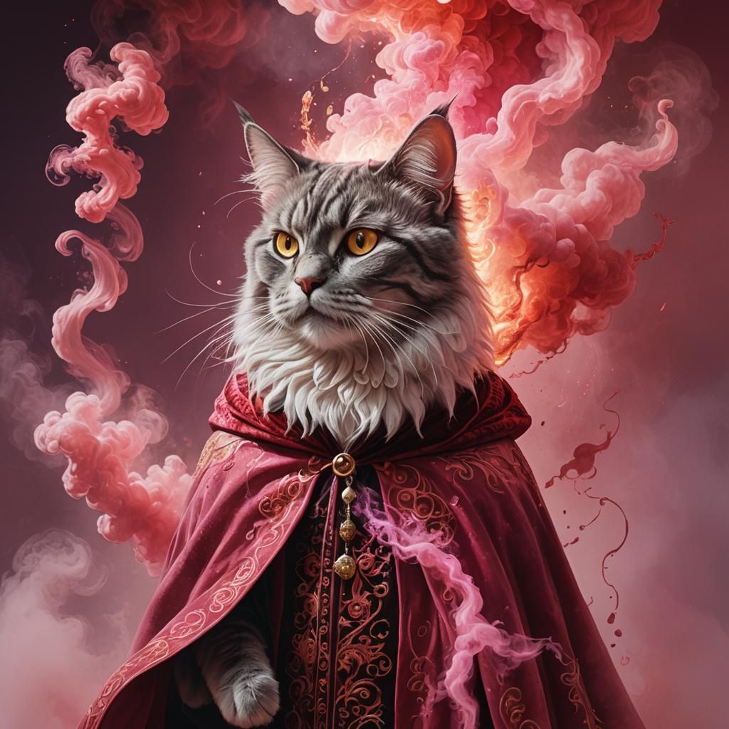 Wizard in Velvet Cloak with Electric Energy