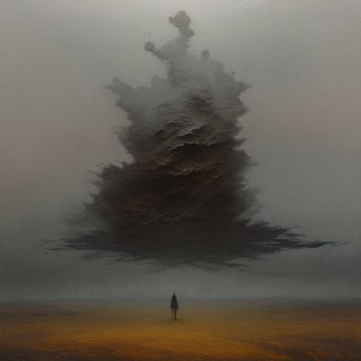 Surreal Figure in Abstract Landscape, Goya & Klee Inspired