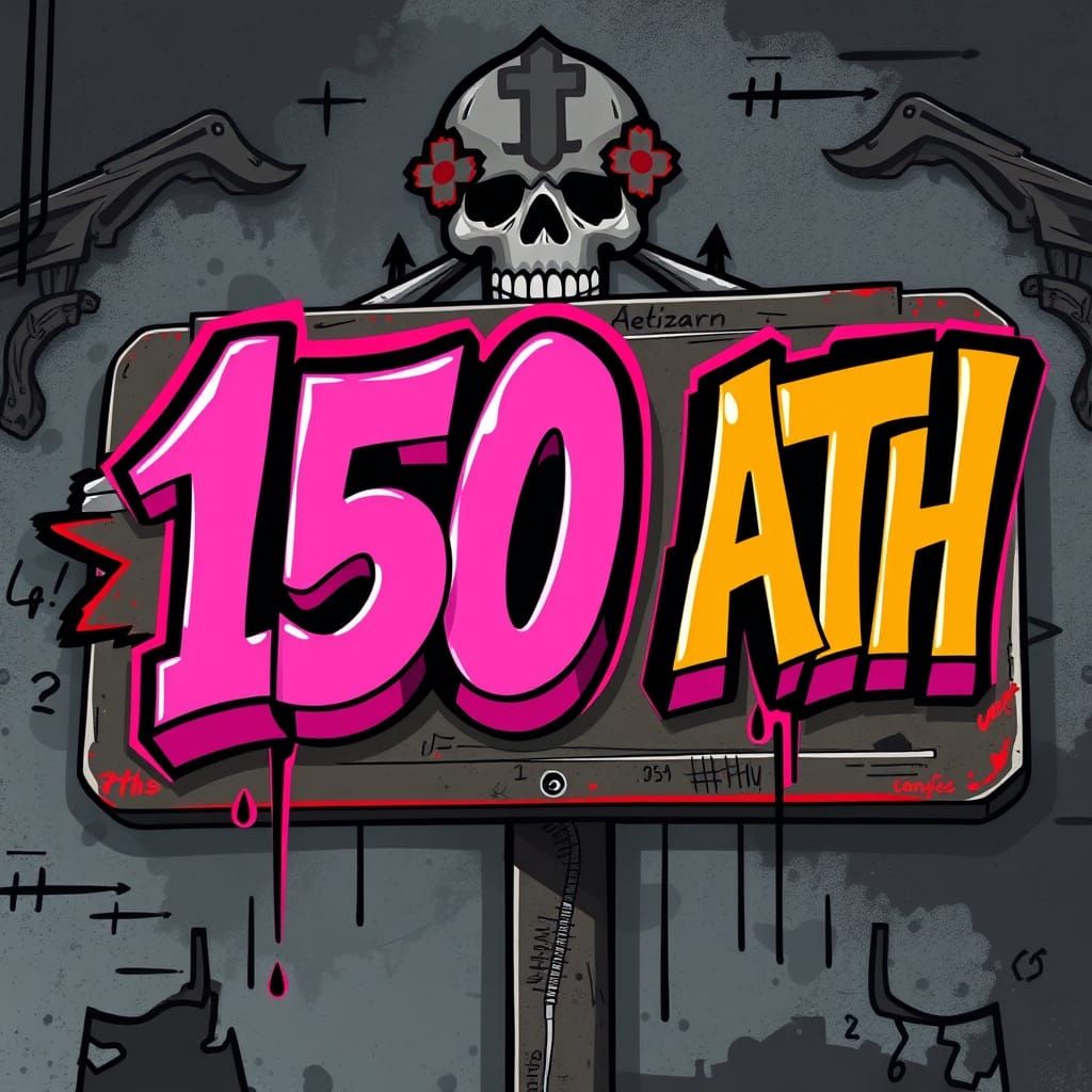 Graffiti Sign with Skull and Cross in Street Art Style