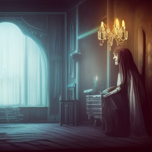 Vintage Ghost Photo in Haunted House