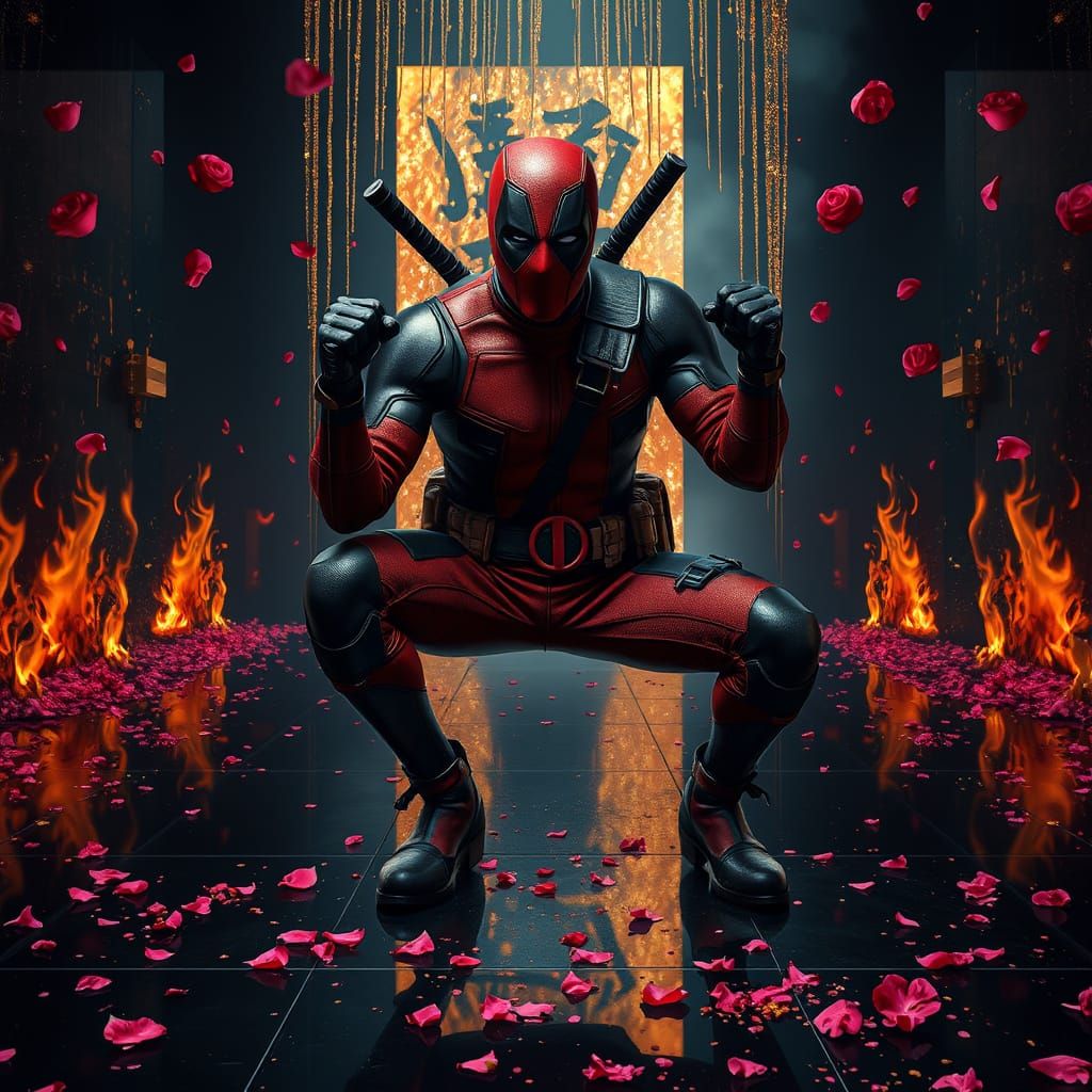 Deadpool in Dark Surrealist Hero Pose