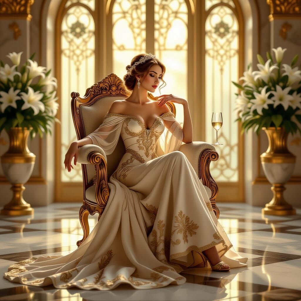 Elegant Woman in Art Nouveau Interior