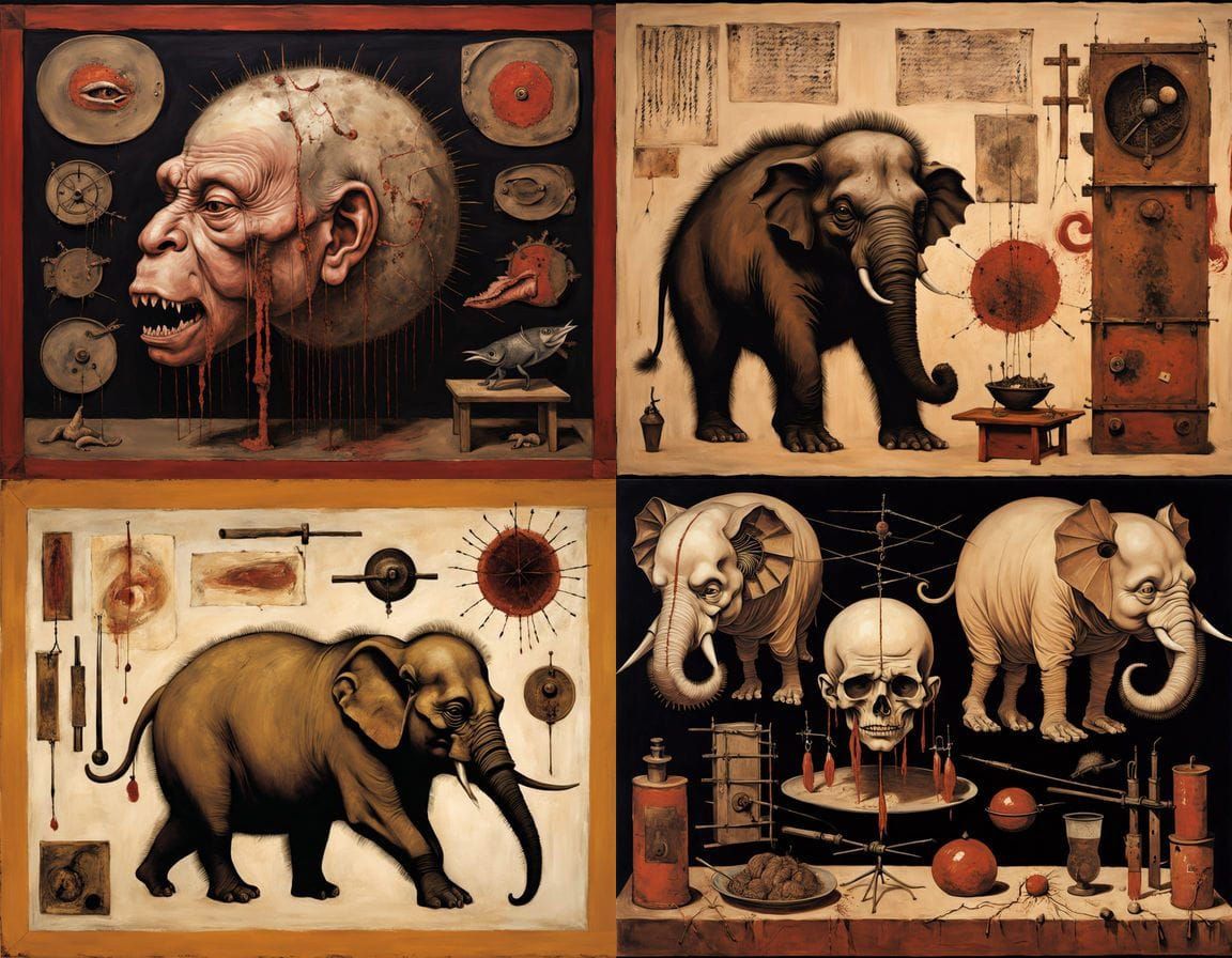 Mythical Creature in Ukiyo-e Style, Surreal Horror