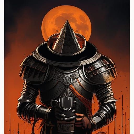 Medieval Knight Drinking Coffee in Graphic Novel Style