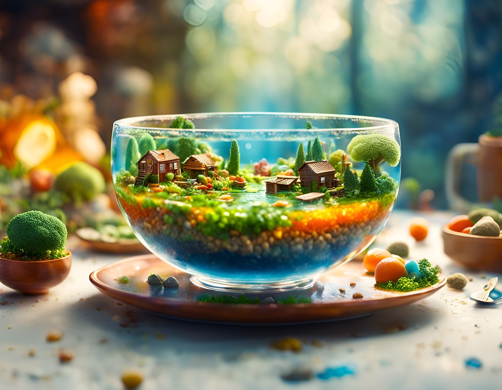 Miniature Landscape in a Soup Bowl