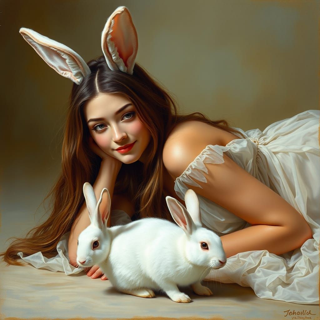 Ethereal Beauty in Soft Focus Oil Painting