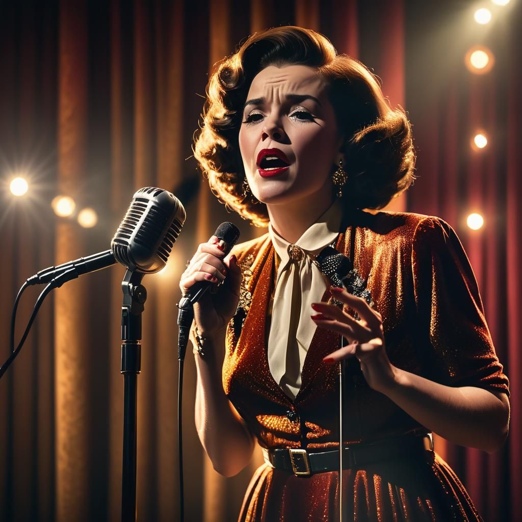 Dolores Faith Sings on Retro Stage: Portrait Photography