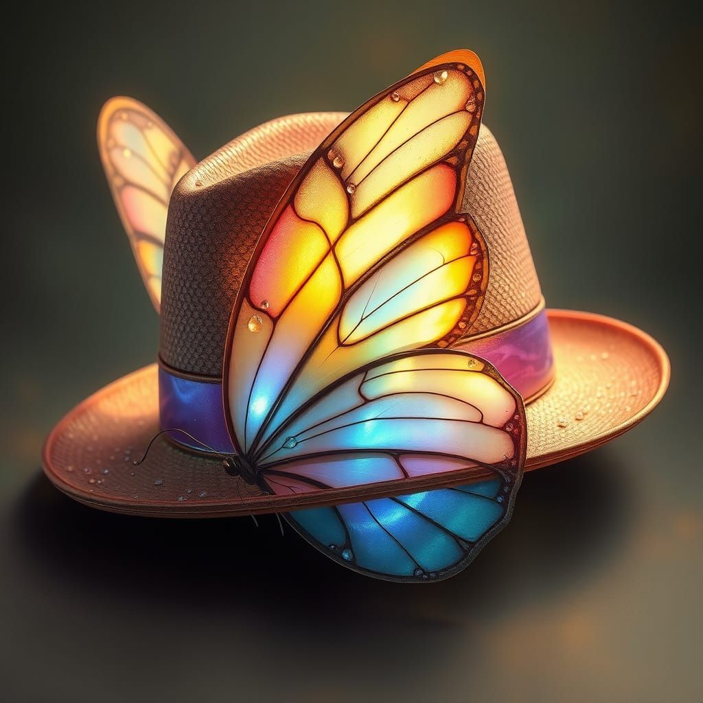 Whimsical Fedora of Iridescent Butterfly Wings