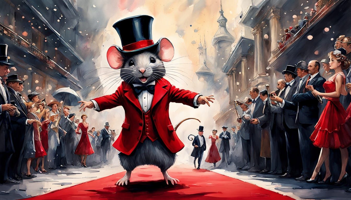 Tiny Mouse in Elegant Red Carpet Debut