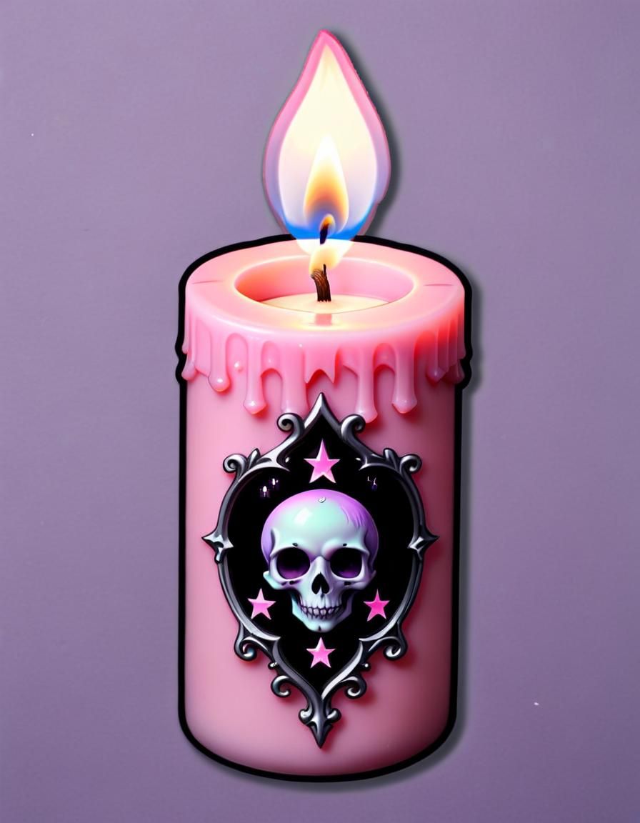 Pastel Goth Wicca Pink Candle Sticker Design