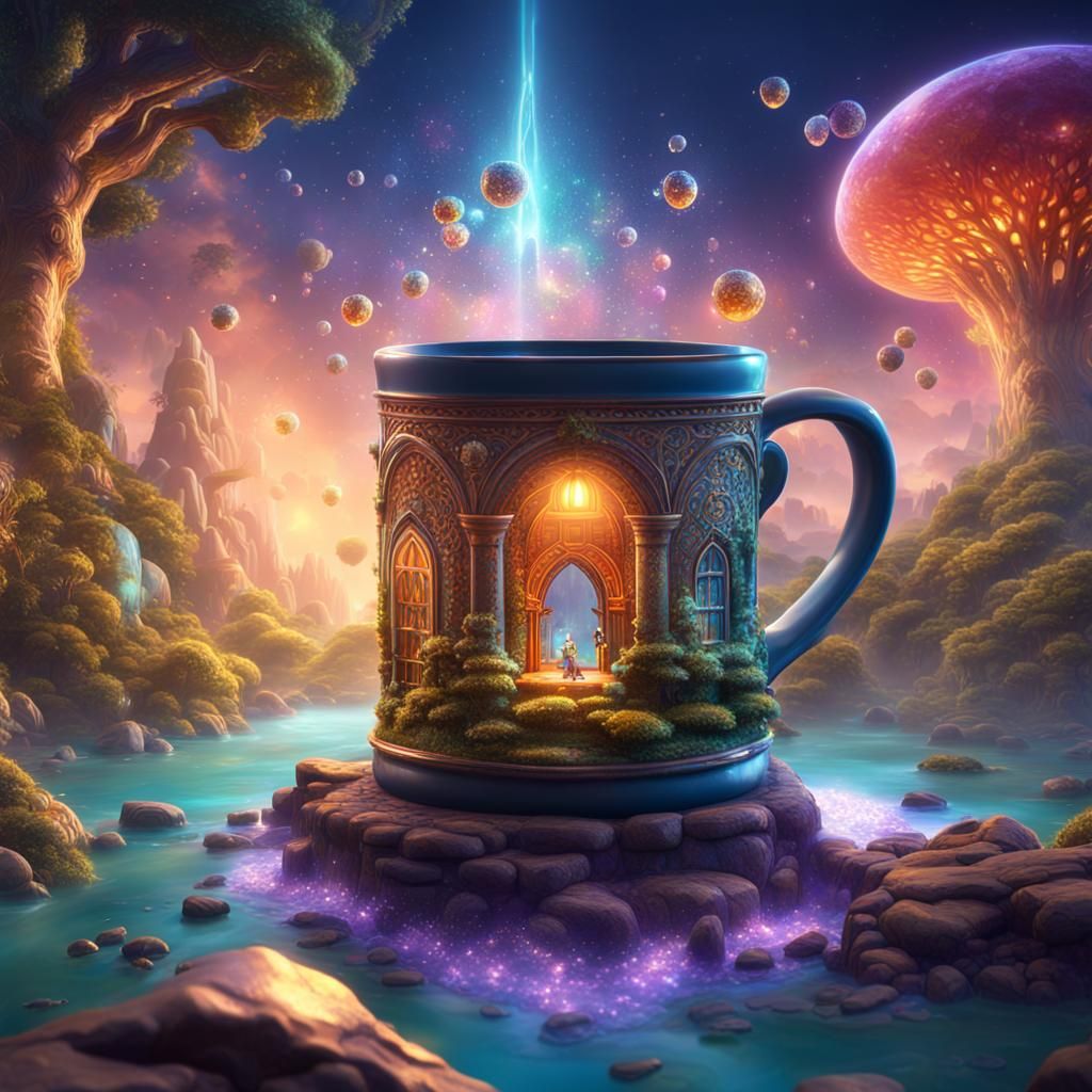Psychedelic Magical Storybook Mug in Epic Adventure