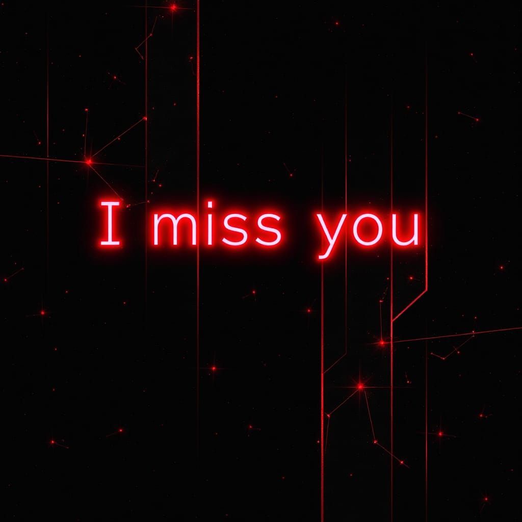 Abstract Maximalist Image: I Miss You in Red