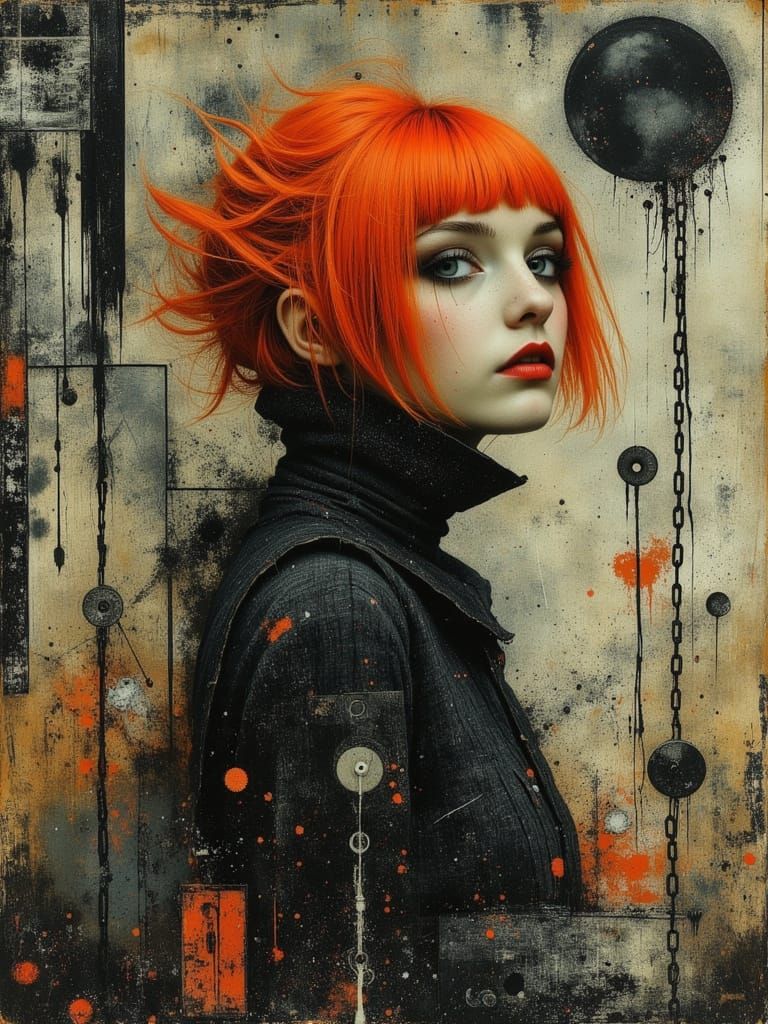 Gothic Abstract Portrait of a Melancholic Woman