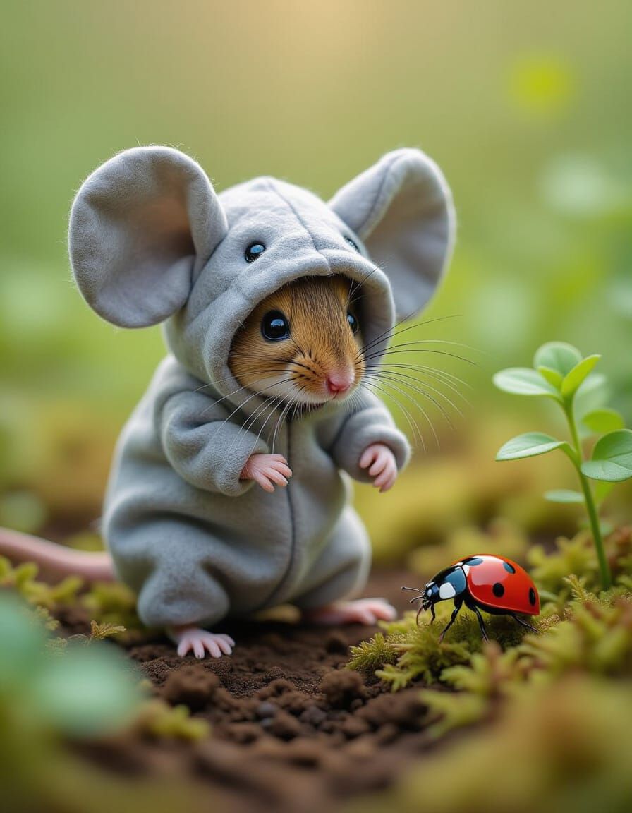 Mouse in Elephant Costume Intimidates Ladybug