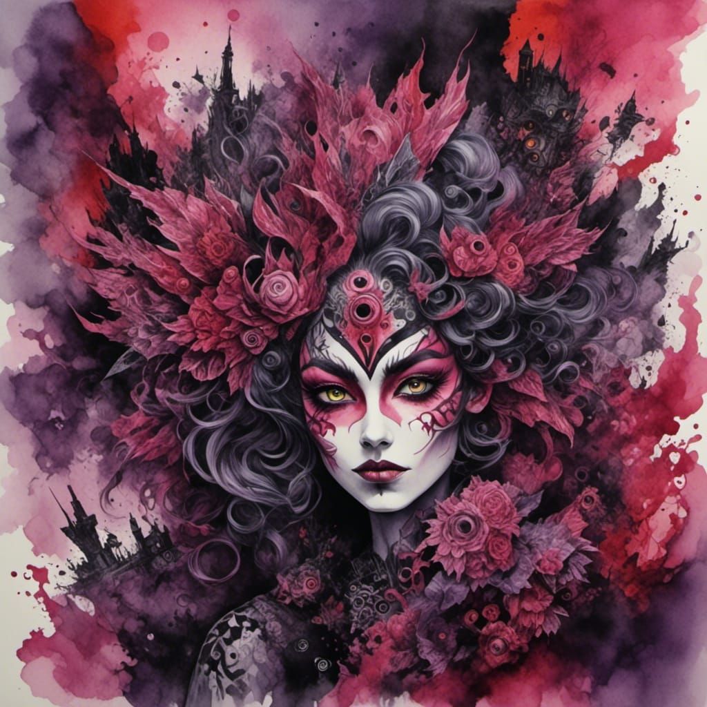 Ladybug in Water-Ink Color Style