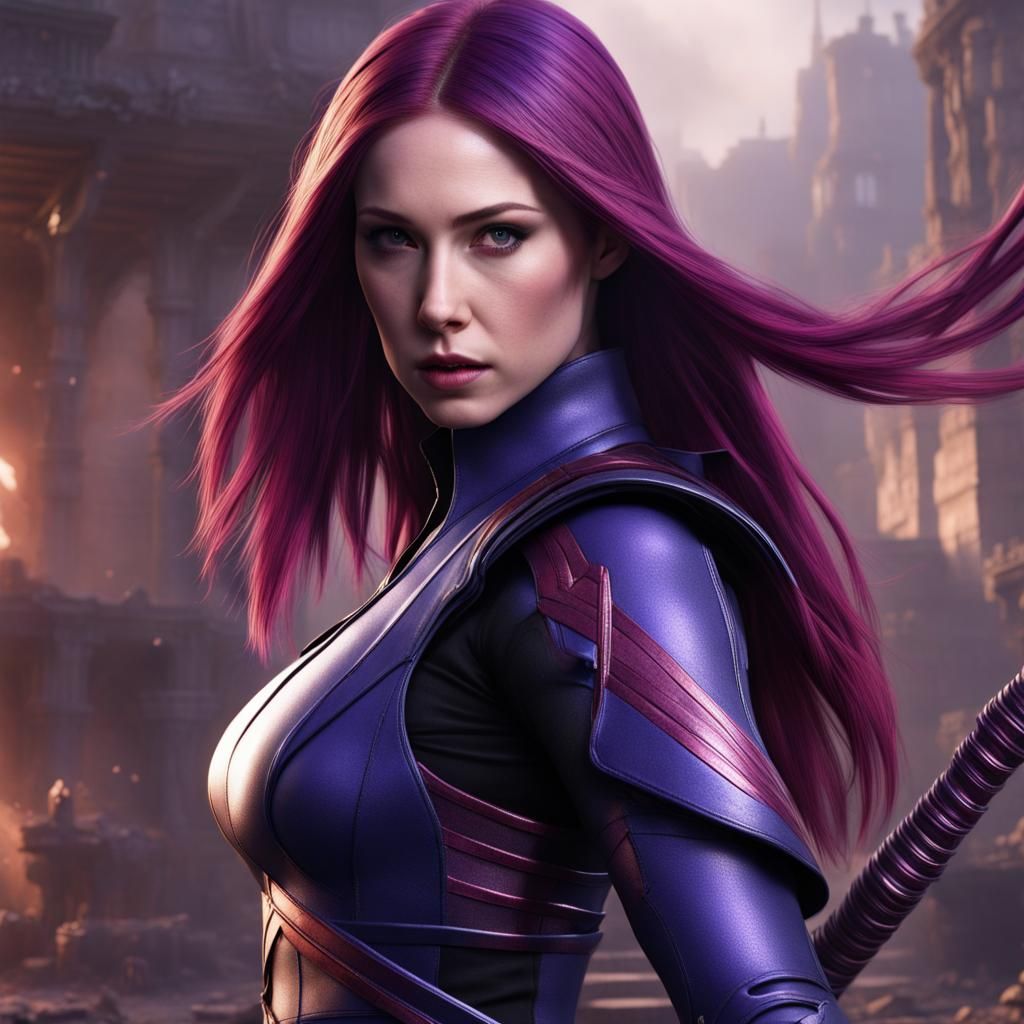 Karen Gillan as Psylocke: Detailed Fantasy Art