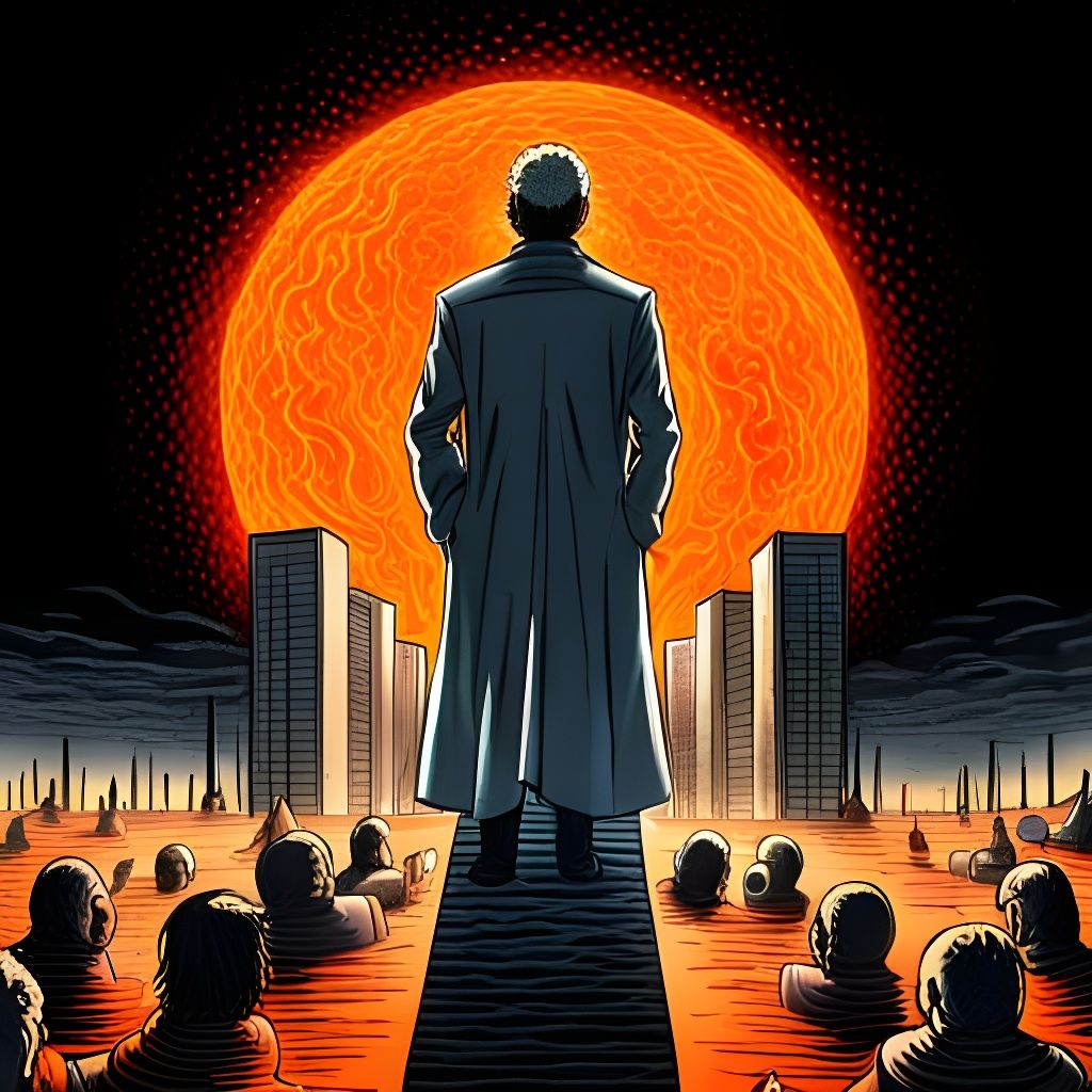 Terrifying Satanic Circle in Fiery Sun: Horror Art