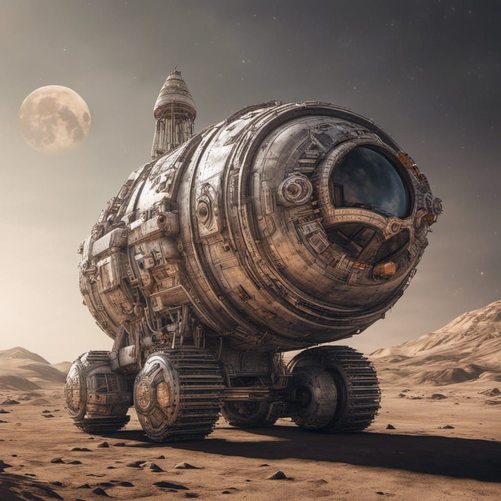 Hyperrealistic Indian Spaceship on the Moon