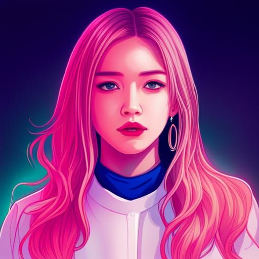 Synthwave Neon Retro Portrait of a Woman