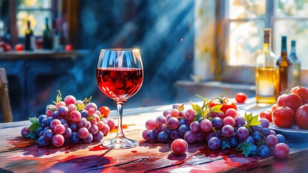 Ethereal Wine Scene in Impressionist Style
