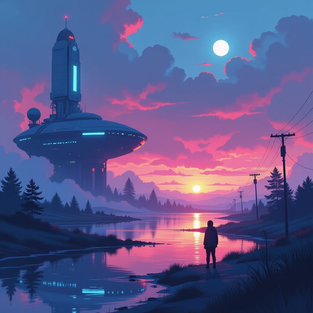 Dreamlike Scene in Futuristic Surreal Style
