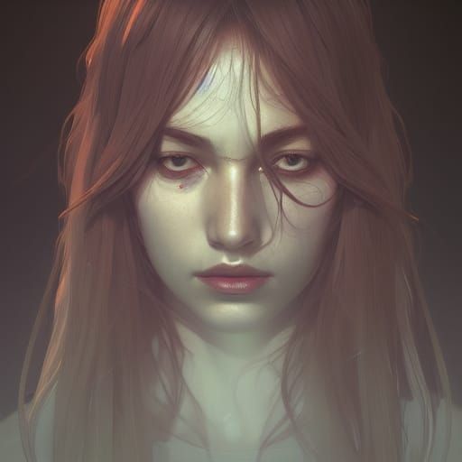 Sadness Portrait in Hyperdetailed Style