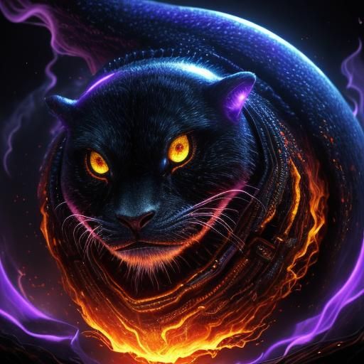 Purple Neon Button Creature with Fire Eyes