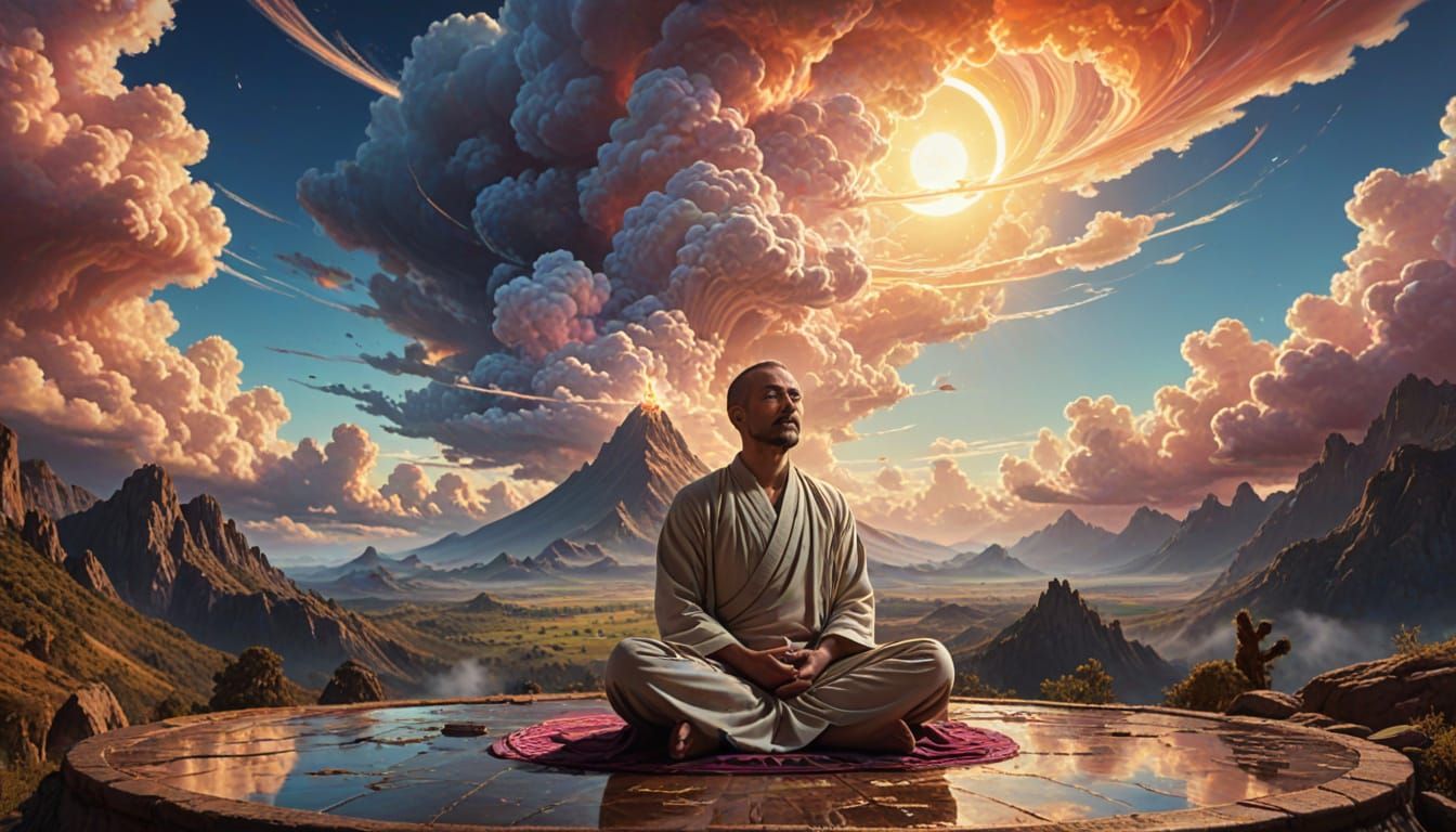 Epic Fauvist Fantasy: Sensei Surrounded by Swirling Energy