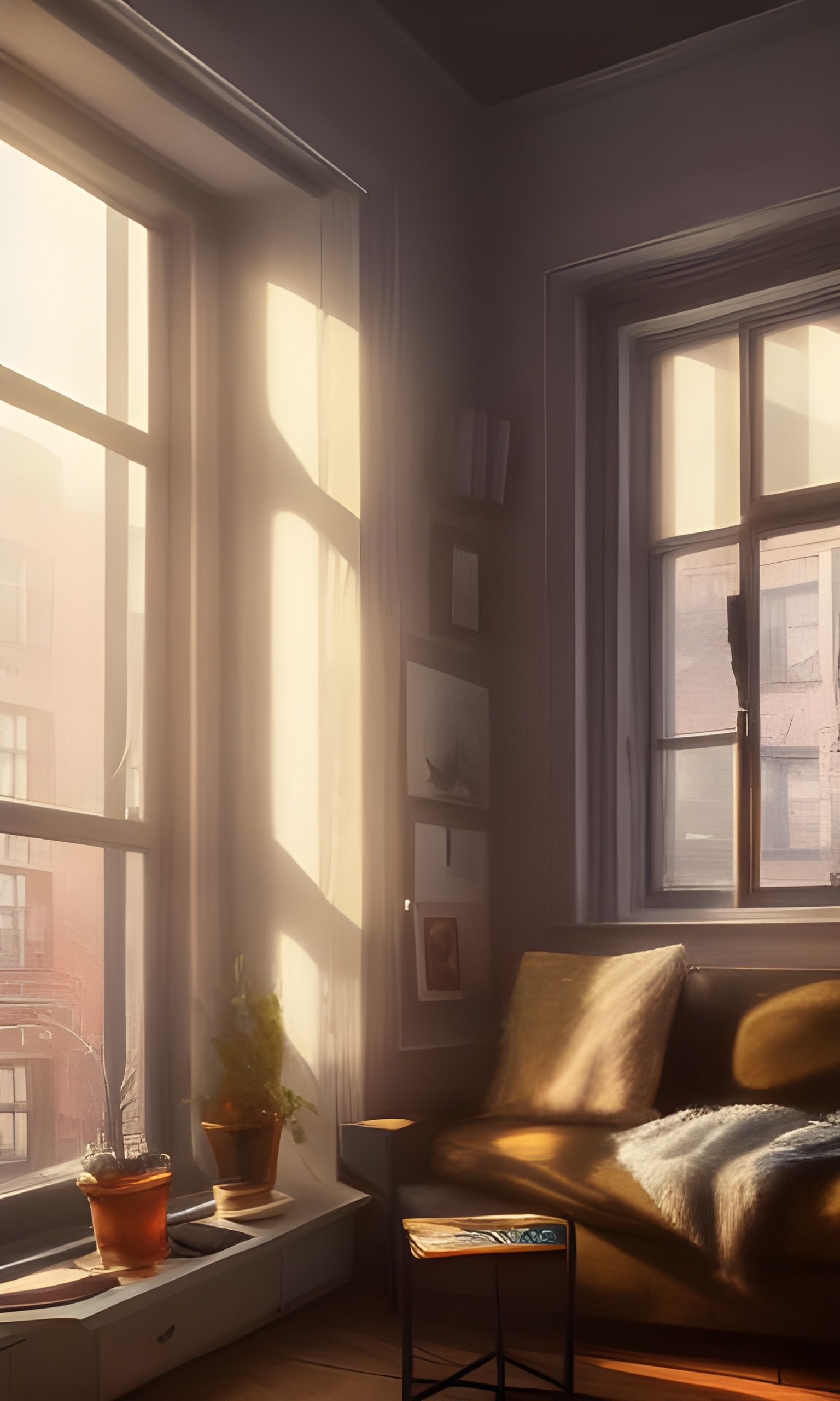 Cozy Winter Artist Studio in Digital Art Style