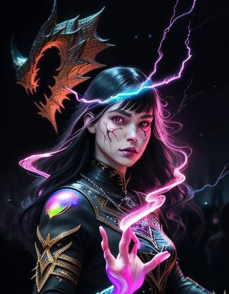 Voluptuous Woman with Crimson and Gold Hair