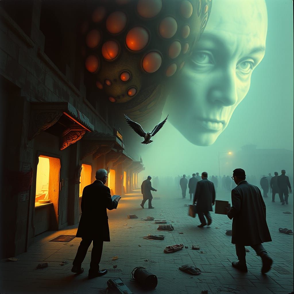 Surreal Dystopian Horror: A Disturbing Abstract Sci-Fi Photo