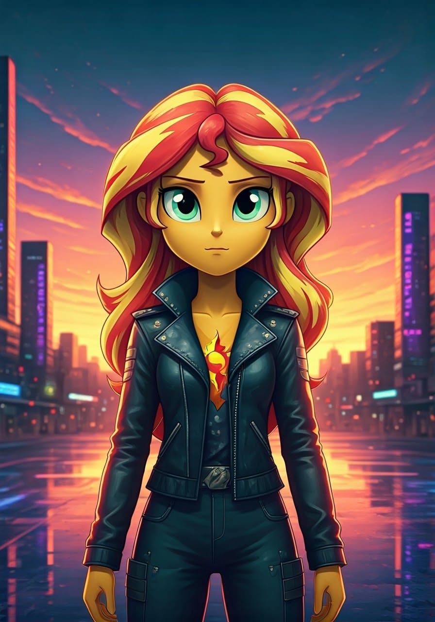 Sunset Shimmer in Anime Key Visual Style