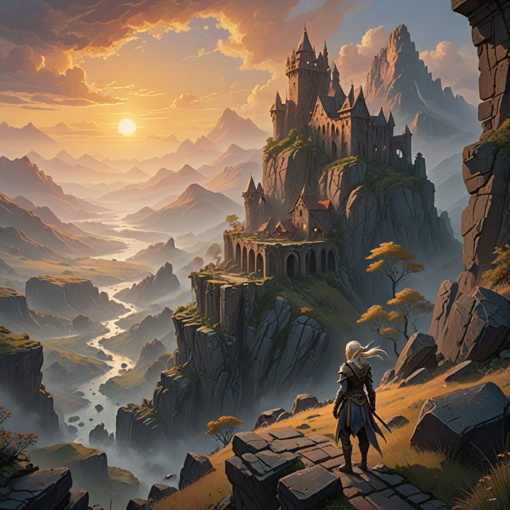 Ethereal Elf Maiden Embarks on a Dawn Adventure