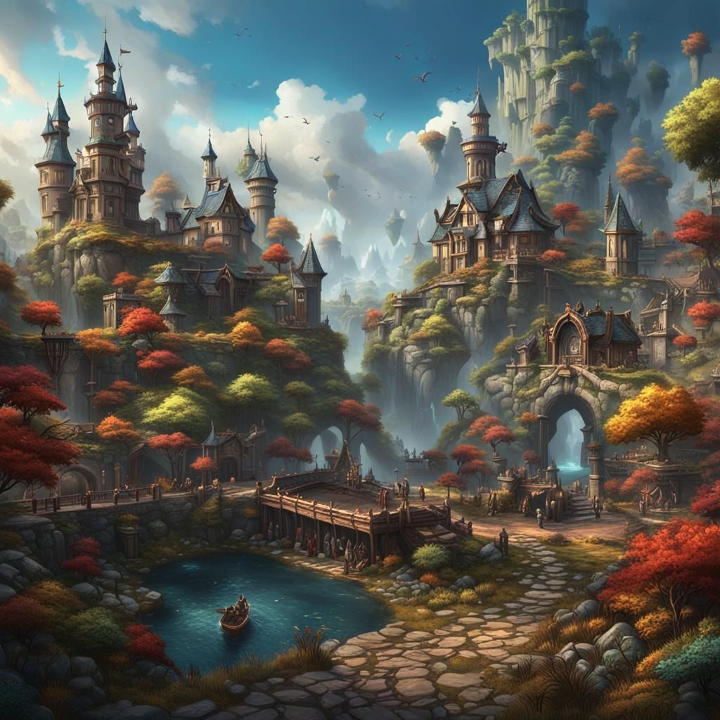 Fantastical Matte Painting with Deep Color and Intricate Det...