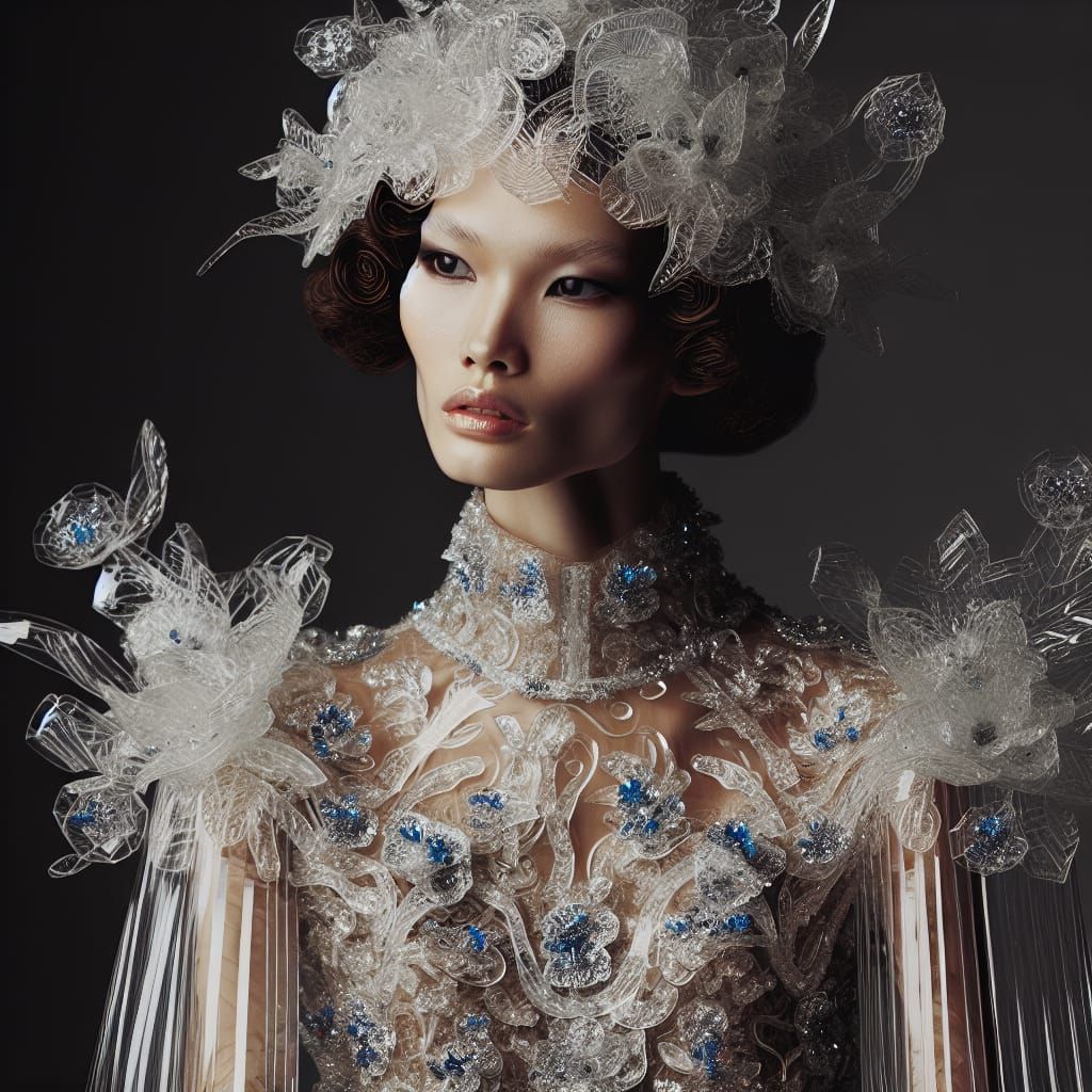 Art Deco Woman in Shimmering Cellophane Outfit