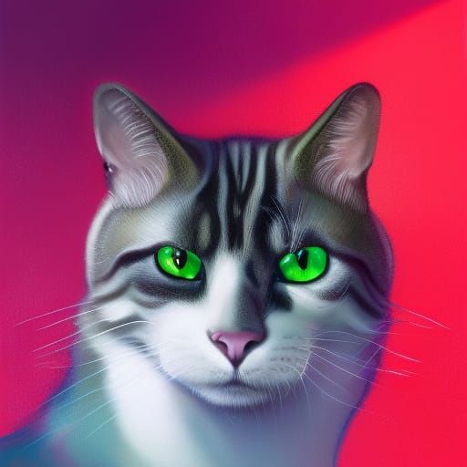 Vibrant Cat Portrait in Yoji Shinkawa Style
